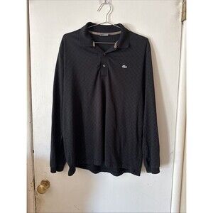 Lacoste Long Sleeve Black Diamond Pattern Polo Crocodile 5191L | Men’s 5 (Large)
